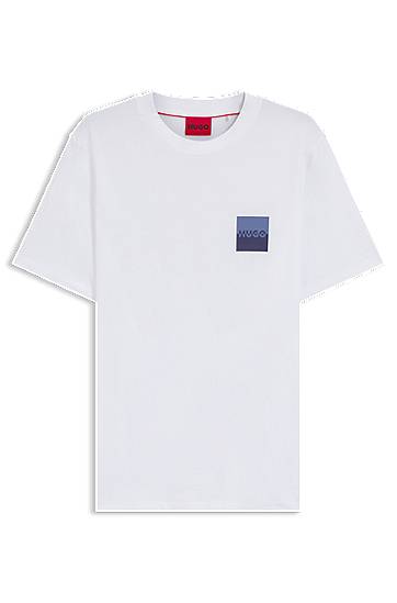 T-paita BOSS HUGO Men's T-Shirt with Split Logo Valkoinen | 50544458