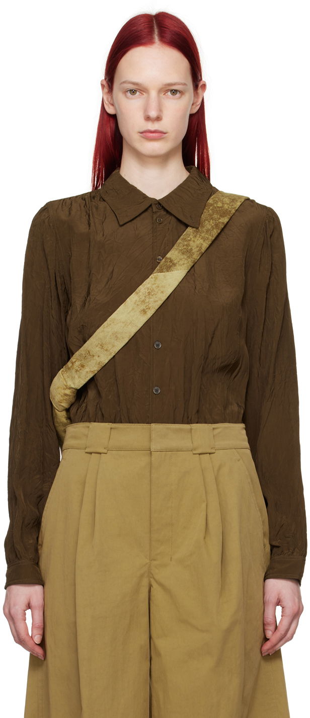 Paita LEMAIRE Lemaire Gathered Long Sleeve Blouse Ruskea | TO1221 LF1024