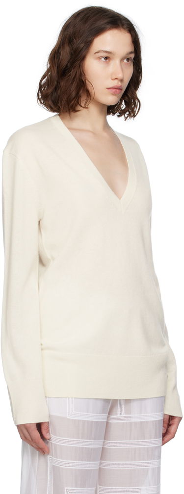 Villapaita TOTEME TOTEME Cashmere V-Neck Knit Sweater Valkoinen | 252-WRT0521-YA0016, 1