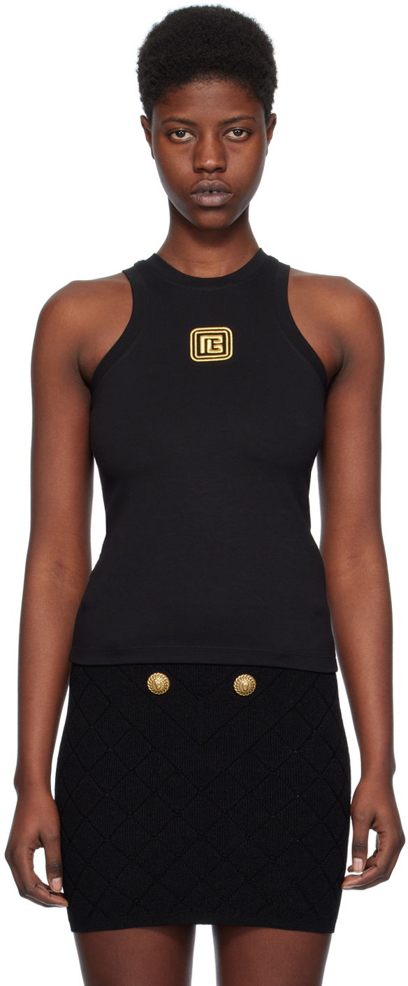 Tankkitoppi Balmain 'PB' Tank Top Musta | CF1EB045BC49