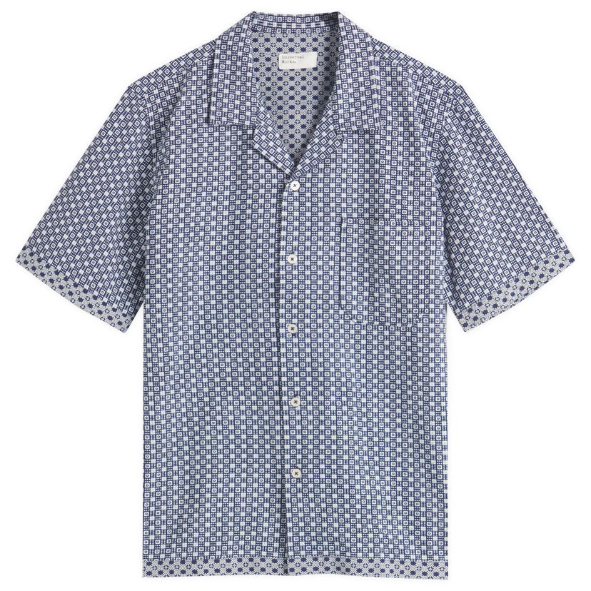 Paita Universal Works Universal Works Tile Dean Road Shirt, Size Large Sininen | 32654-NVY