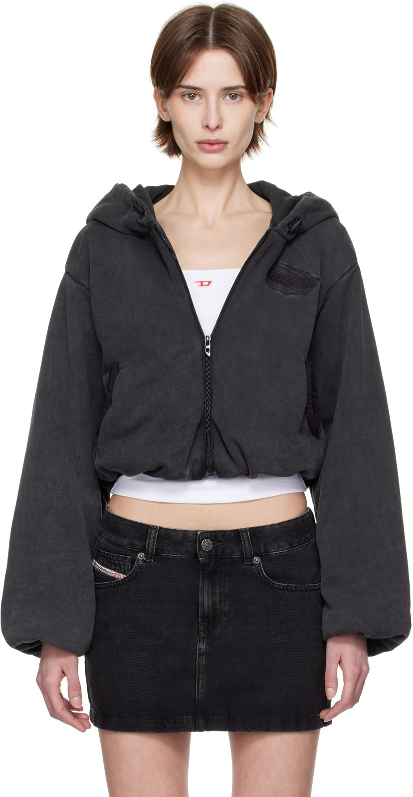 Huppari Diesel Diesel F-Enerd Cropped Hoodie Musta | A16615 0BNEG