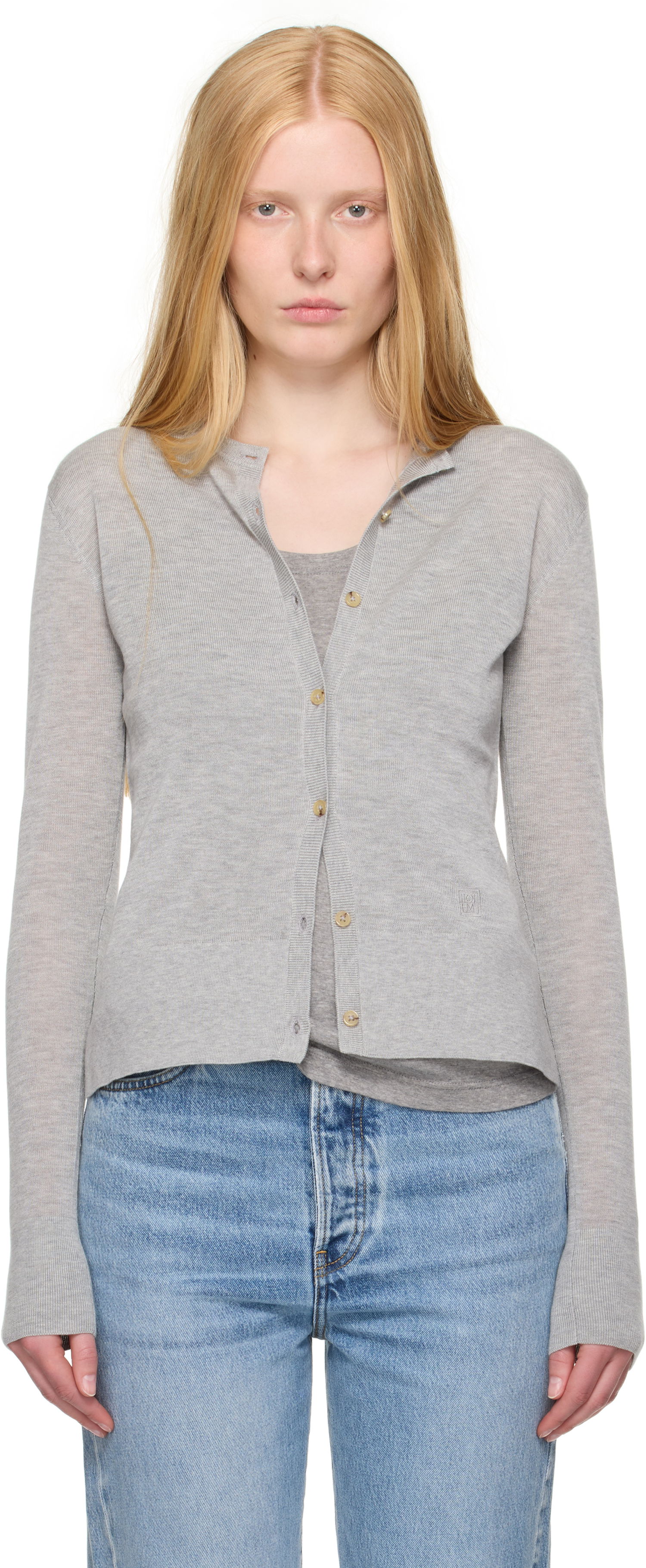 Villapaita TOTEME TOTEME Fine Knit Cardigan Harmaa | 243-WRT0329-YA0079, 0