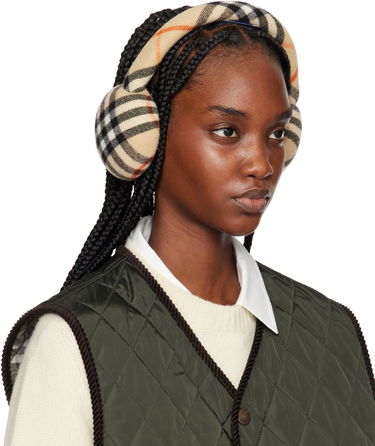 Huivi Burberry Burberry Check Wool Earmuffs Beige | 8105109, 1