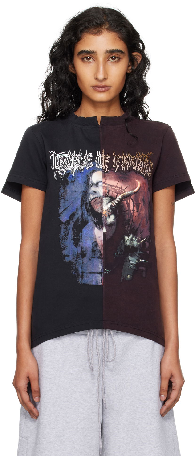 T-paita VETEMENTS VETEMENTS Cradle of Filth Cut-Up Fitted T-Shirt Musta | WCF76TR930BR