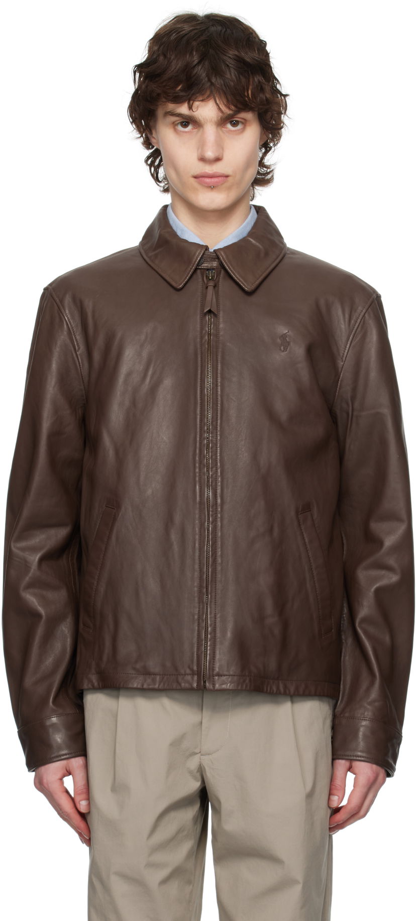 Takki Polo by Ralph Lauren Polo Ralph Lauren Zip Leather Jacket Ruskea | 710671431002