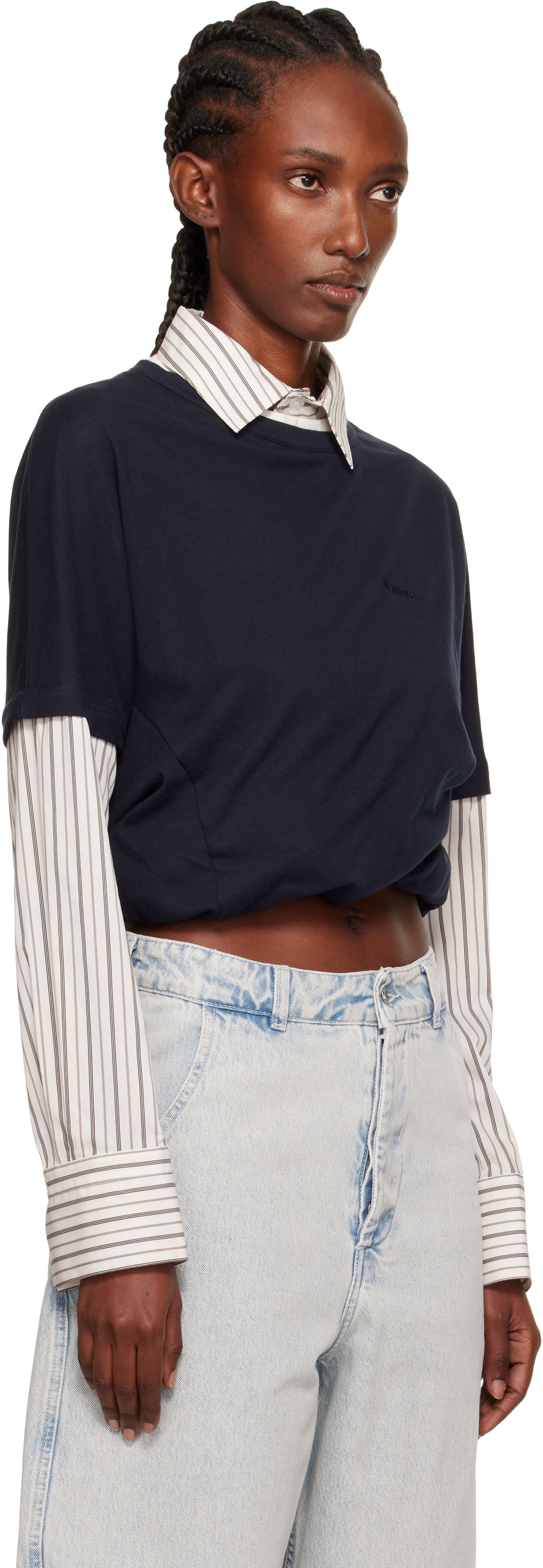 T-paita We11done We11done Layered Twist T-Shirt Tummansininen | WD-BL2-25-103-W-NV, 1