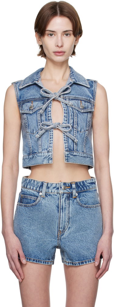 Liivi Alexander Wang Alexander Wang Clear Bead Hotfix Cropped Denim Vest Sininen | 1WC1251603, 0