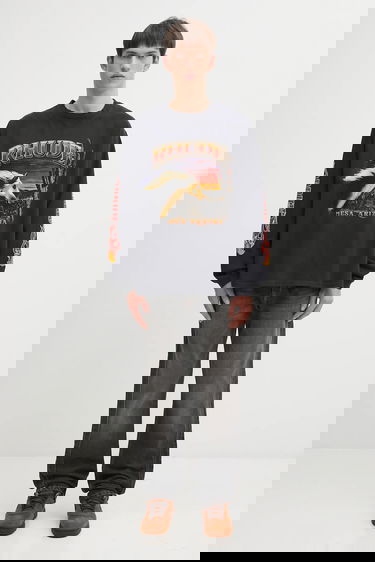 T-paita Rhude Mesa Stallion Long-Sleeved T-Shirt with Graphic Print Musta | RHFW25TT08012, 4