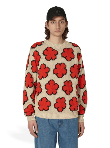 Villapaita KENZO All-Over Boke Flower Jumper Beige | FD55PU3563CI 03