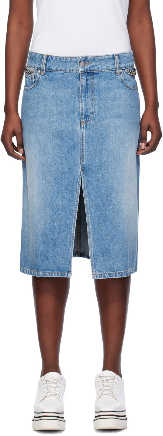 Hame Stella McCartney Stella McCartney Iconic Falabella Denim Midi Skirt Sininen | 6D02403SPH56