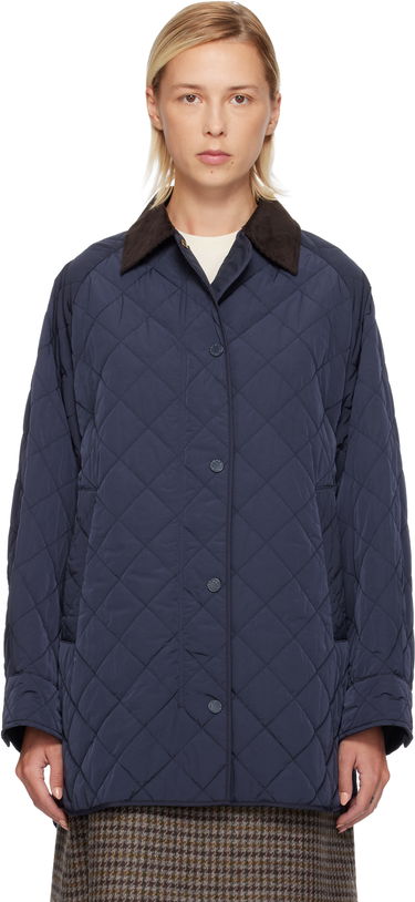 Takki Max Mara Pepato Quilted Jacket with Corduroy Collar Tummansininen | 2525496102600, 0