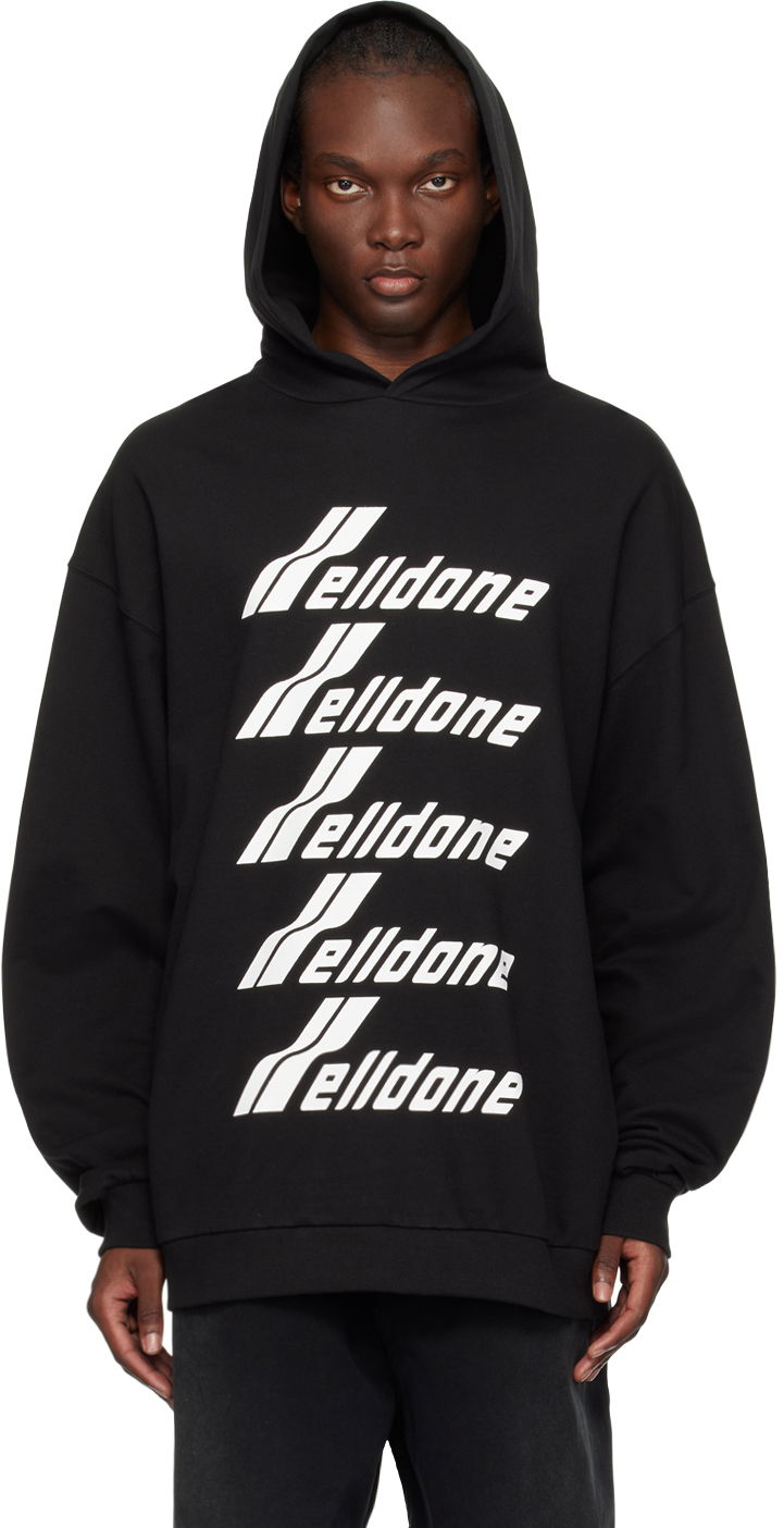 Huppari We11done Printed Hoodie Musta | WD-TH3-22-729-U-BK