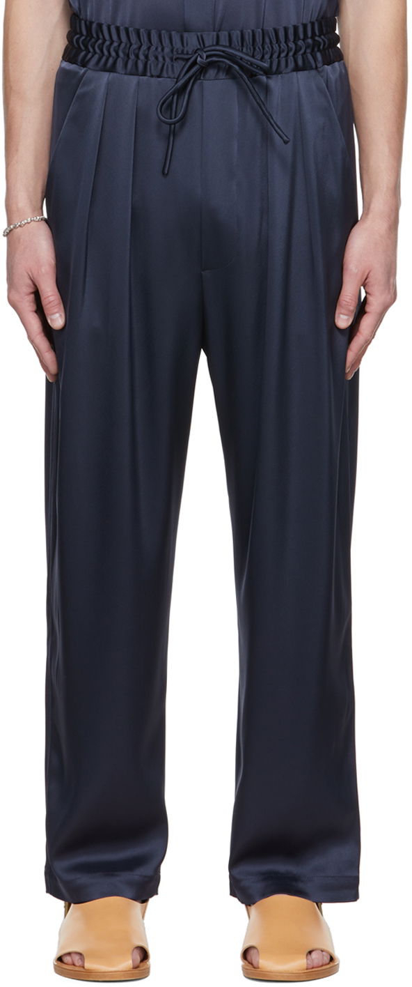 Housut Nanushka Nanushka Jiro Pleated Trousers Tummansininen | NM22PFPA00759