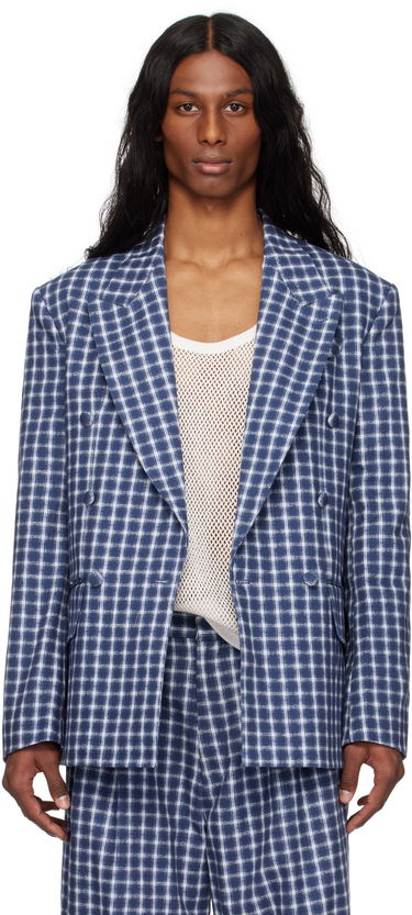 Takki ERL ERL Check Double-Breasted Blazer Sininen | ERL10J038, 0