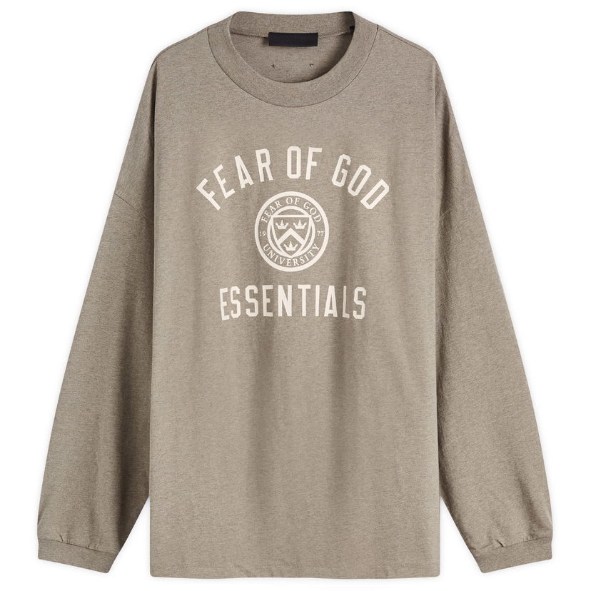 Huppari Fear of God Essentials Crest Logo Long Sleeve T-Shirt Beige | 125HO244201F