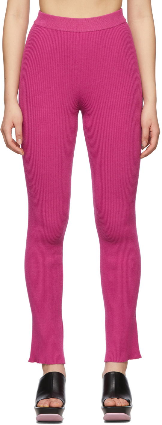 Leggingsit MSGM Ribbed Straight Leg Pants Vaaleanpunainen | 3241MDP111 227281