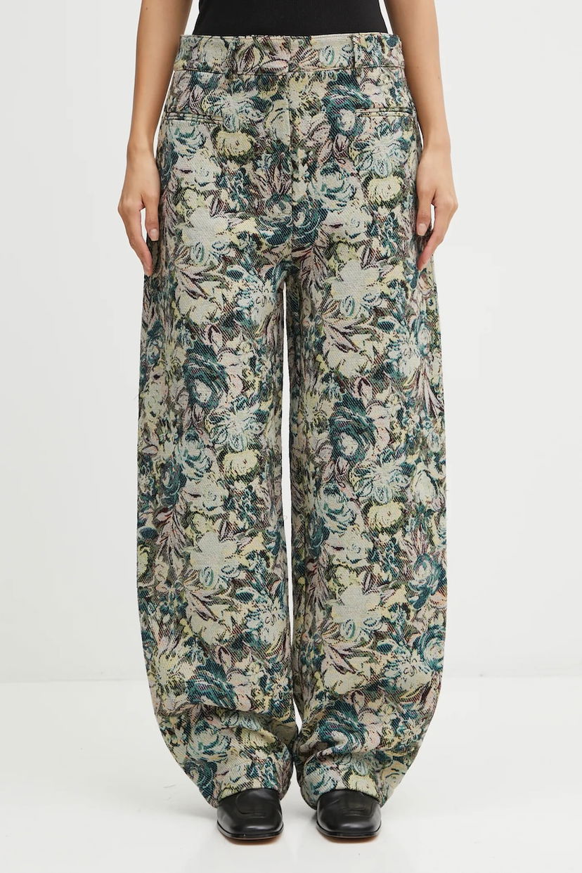 Housut GANNI Tapestry Jacquard Wide Leg High Waist Pants Monivärinen | W0777