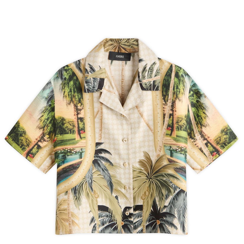 Paita AMIRI AMIRI Women's Paradise Print Cropped Shirt, Size Large Monivärinen | AWSTCA1038-900