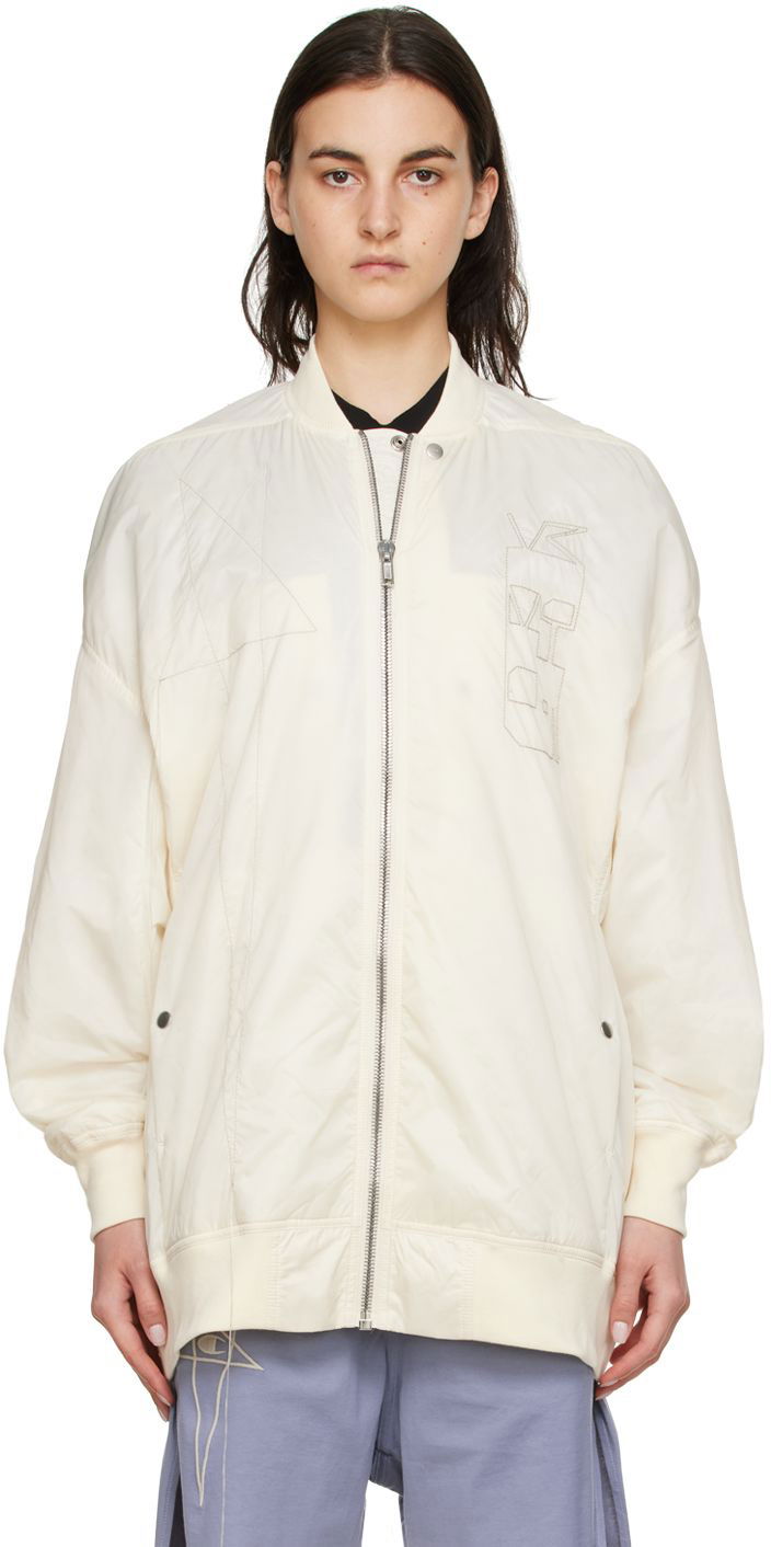 Bomber-takki Rick Owens Nylon Bomber Jacket Valkoinen | DS01B7927 NDT1