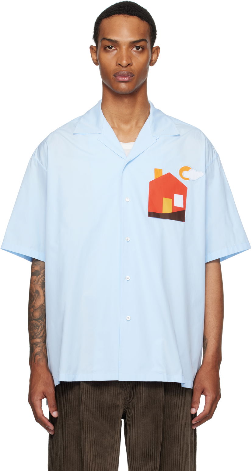 Paita Moschino Moschino Poplin House Appliqué Shirt Sininen | 252ZZ020752351293