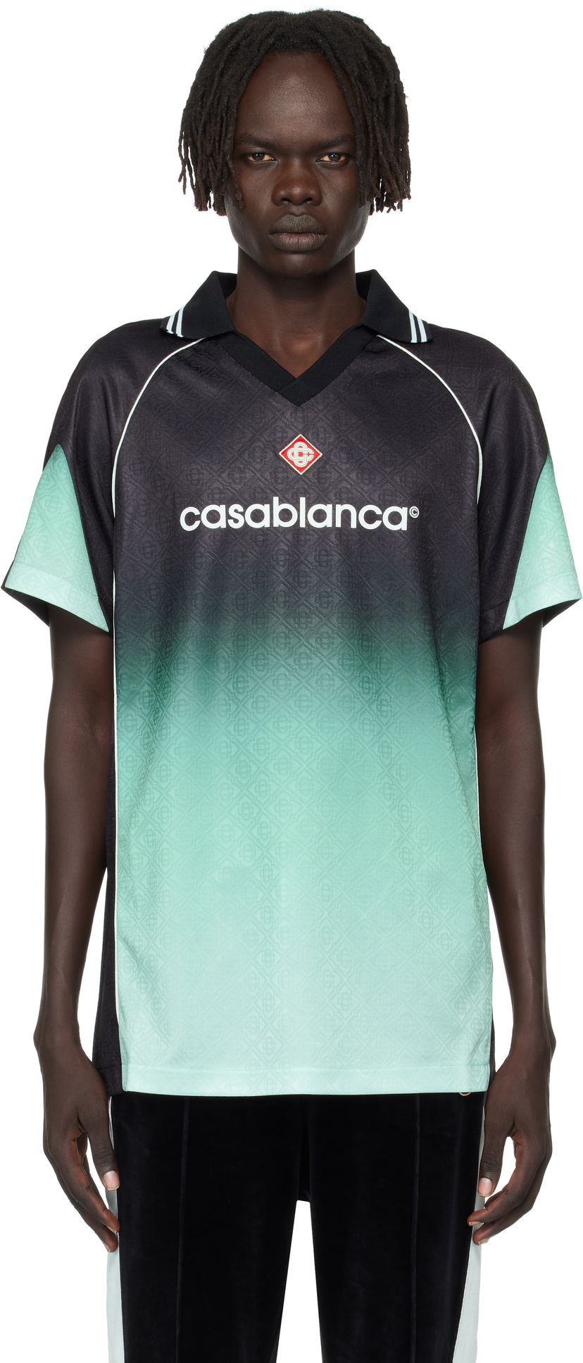 Jersey Casablanca Casablanca Monogram Football Jersey Musta | U-MPF25-JTP-375-01