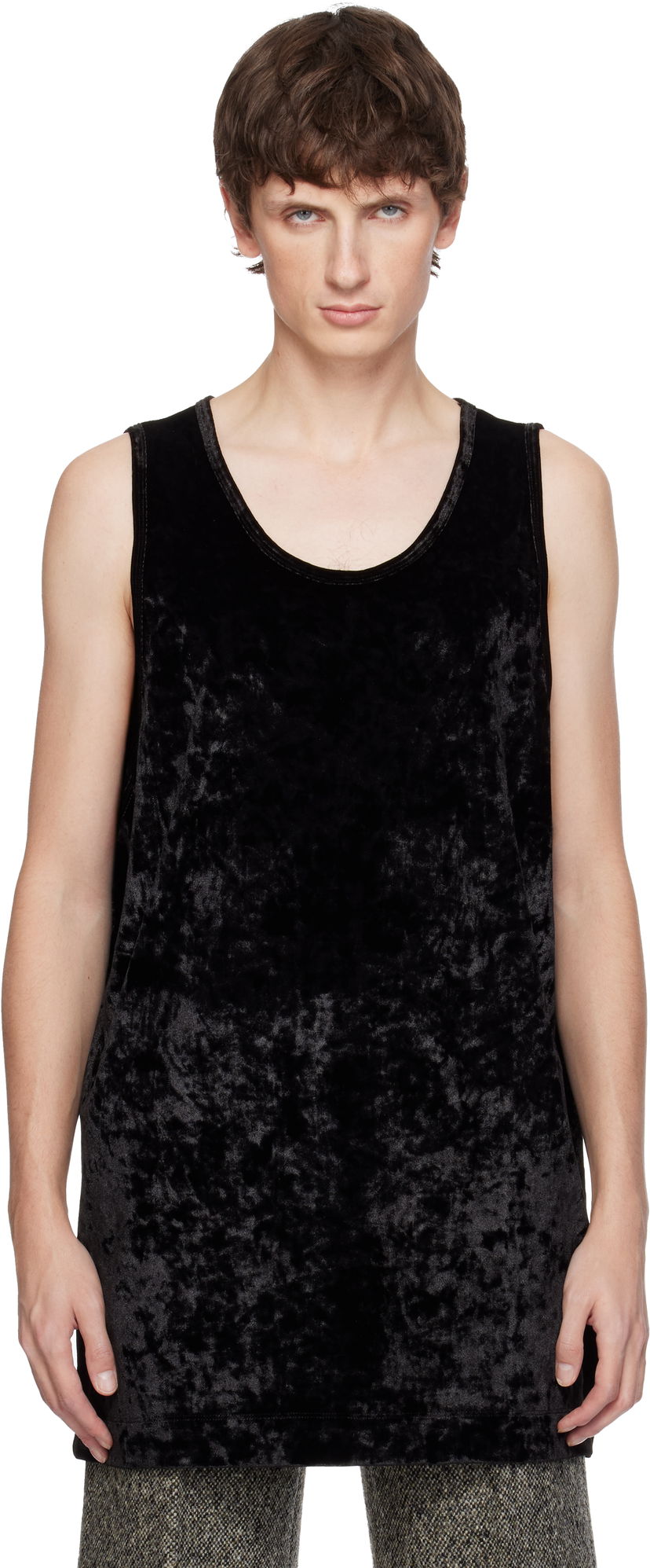 Tankkitoppi Dries Van Noten Dries Van Noten Crushed Velour Scoop Neck Tank Top Musta | 252-021131-2329