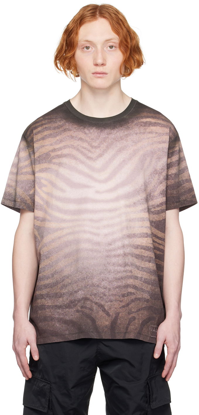 T-paita Balmain Zebra Print Relaxed Fit T-Shirt Ruskea | AH1EG010GC50