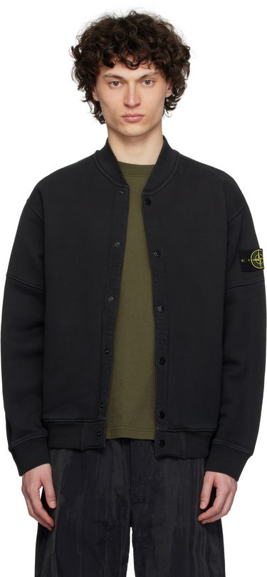 Bomber-takki Stone Island Stone Island Diagonal Fleece Old Effect Bomber Jacket Musta | K1S15 6100034 S0045, 0