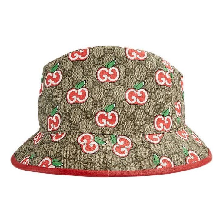 Hattu Gucci Canvas Bucket Hat with Apple Print Beige | 628445-4HL96-8474, 0