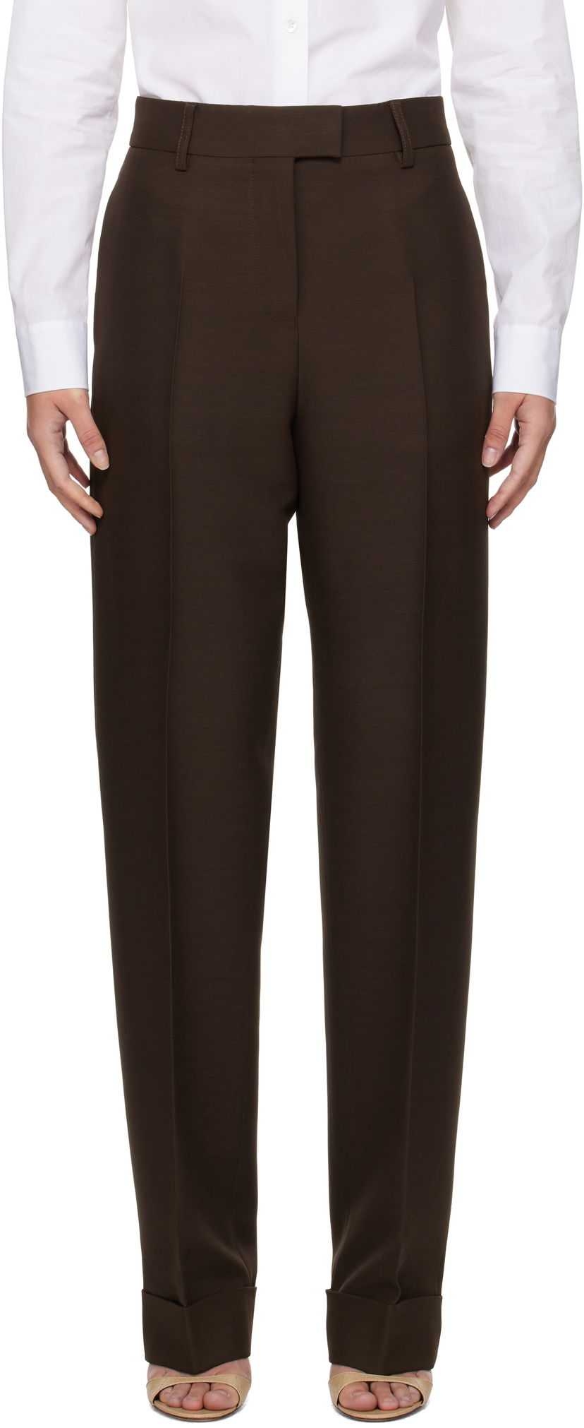 Housut FERRAGAMO Turn Up Trousers Ruskea | 780901
