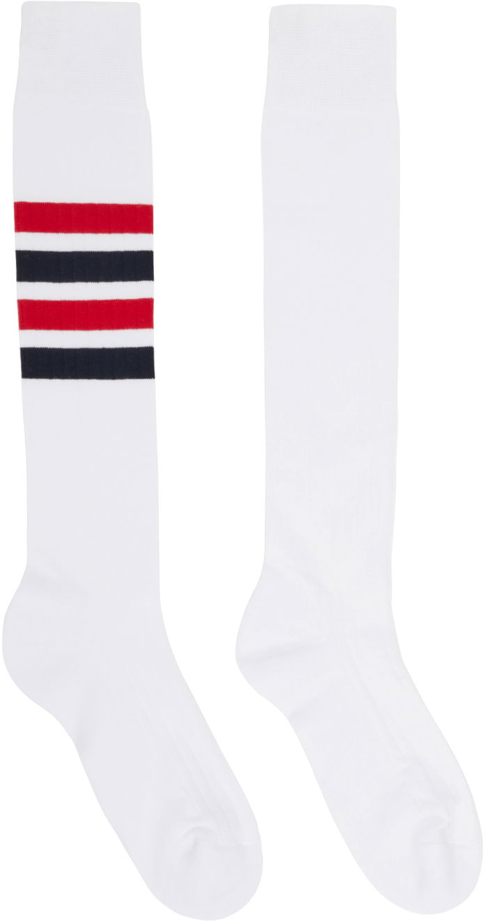 Sukat Thom Browne Thom Browne Striped Knee-High Socks Valkoinen | MAS085A-01690