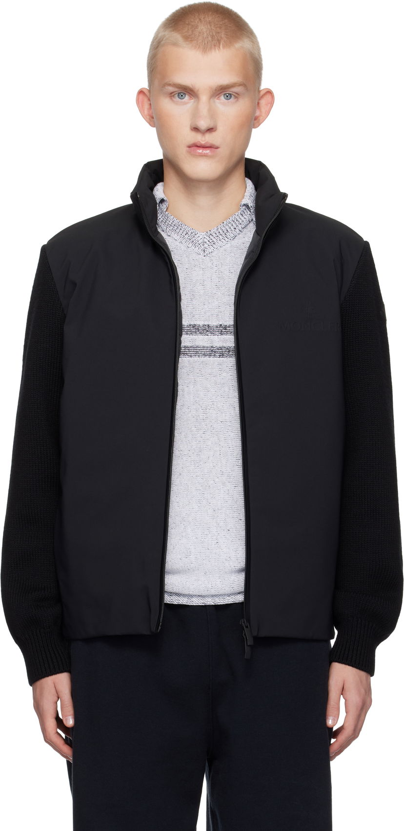 Puffer takki Moncler Cardigan Tricot Down Jacket Musta | J20919B00030M1282