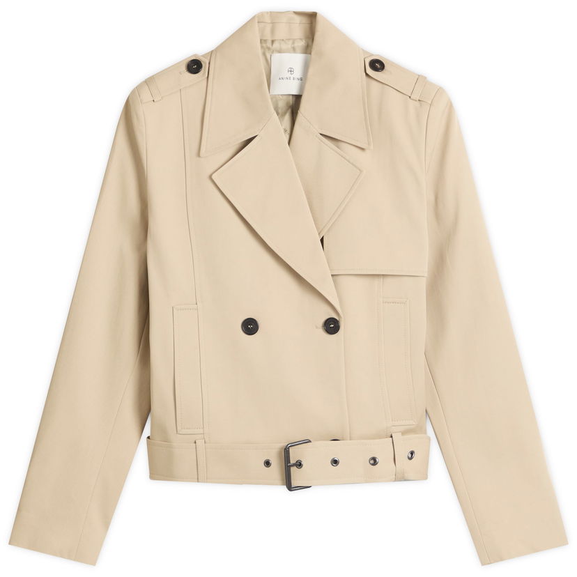 Trenssitakki Anine Bing Anine Bing Greer Cropped Trench Coat, Size Large Beige | A-01-11177-OMA10