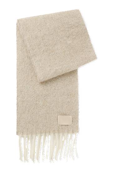 Huivi BOSS Italian-made fringed scarf with wool and alpaca Beige | 50551696