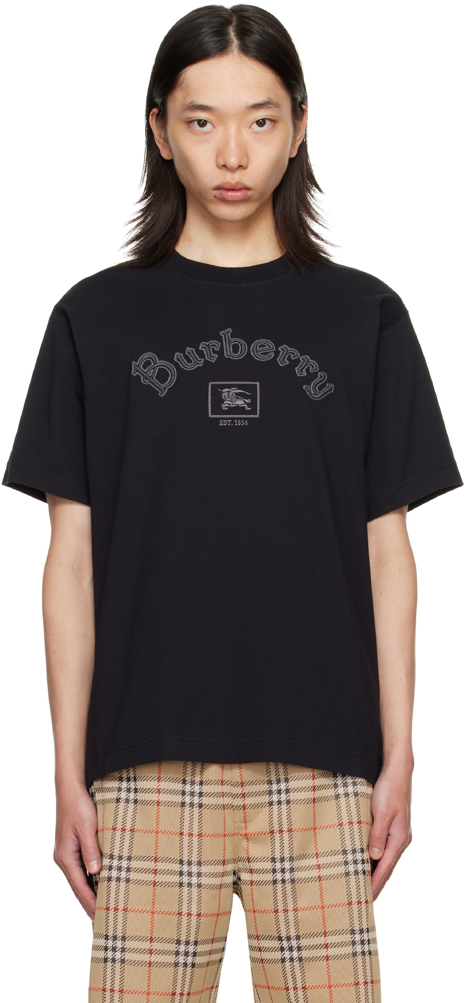 T-paita Burberry Burberry Gothic Logo Cotton T-Shirt Musta | 8116061, 0