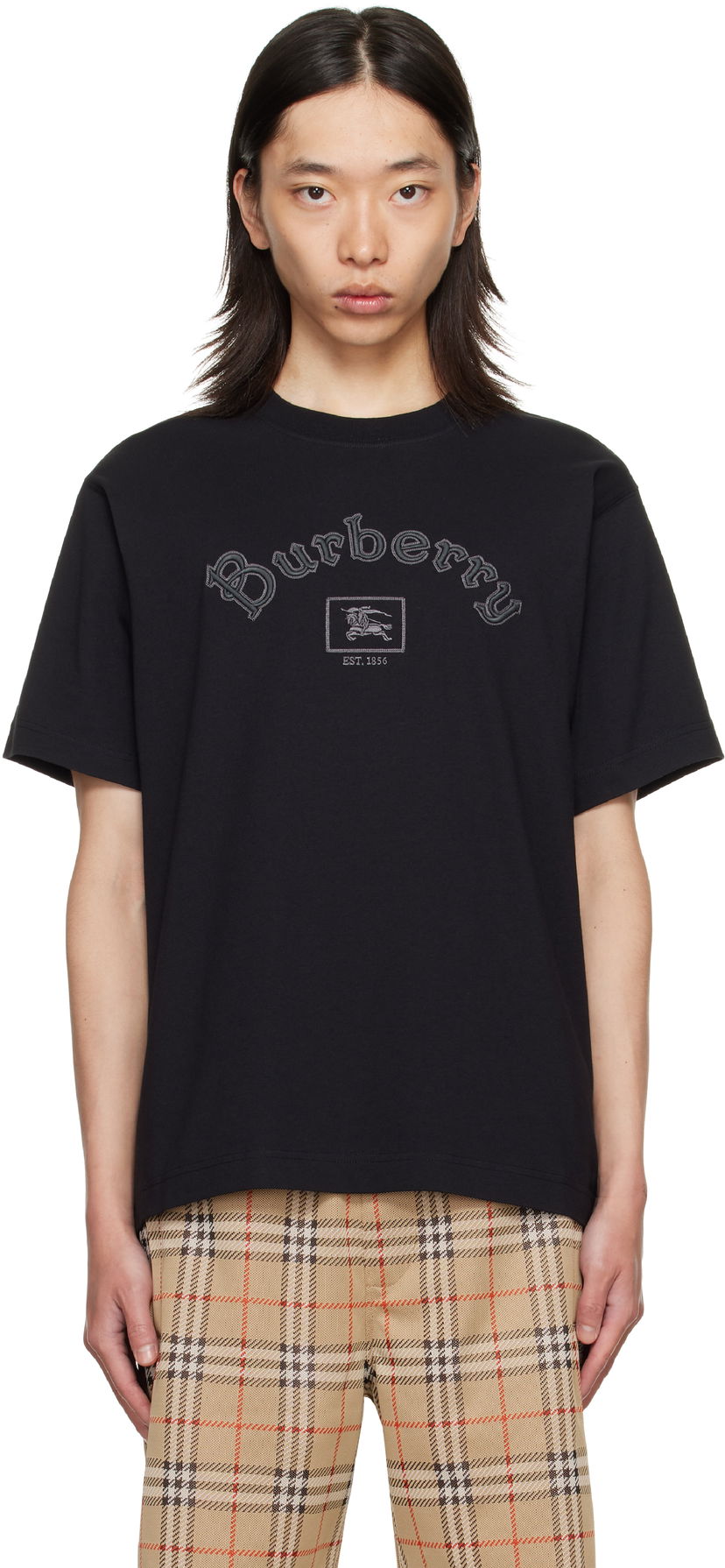 T-paita Burberry Burberry Gothic Logo Cotton T-Shirt Musta | 8116061