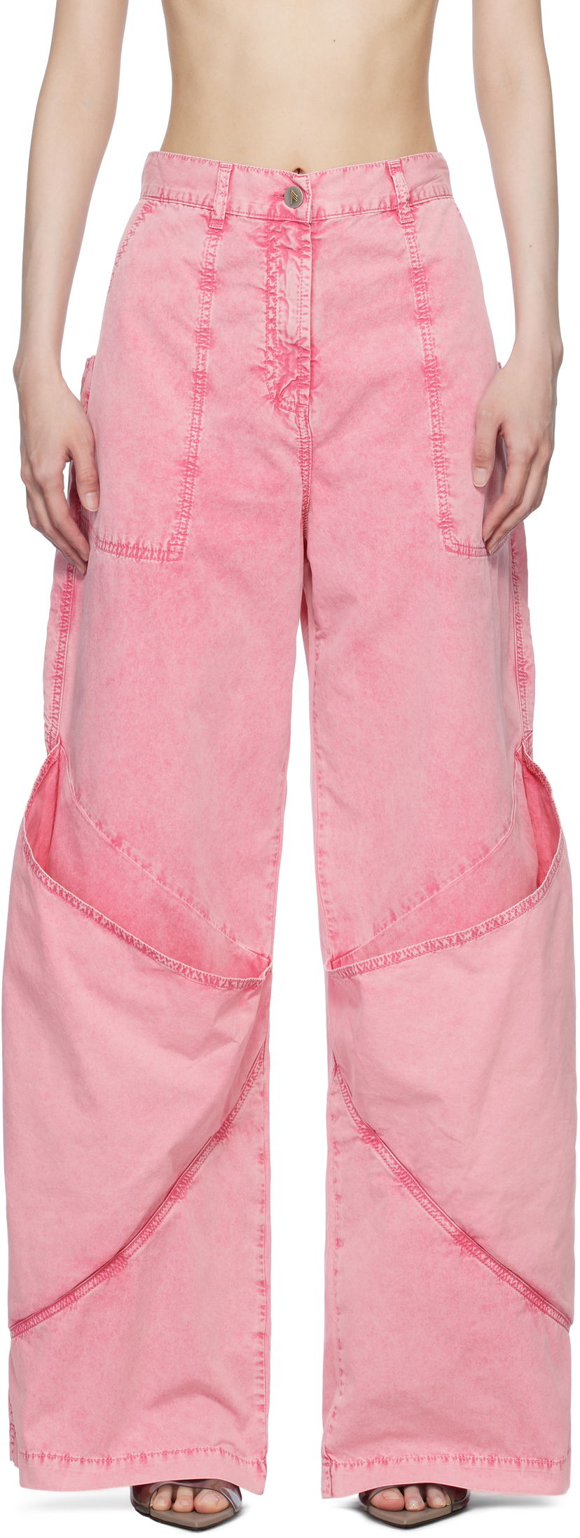 Cargo housut The Attico The Attico Long Wide-Leg Jeans Vaaleanpunainen | 250WCP00198 DDC098AA