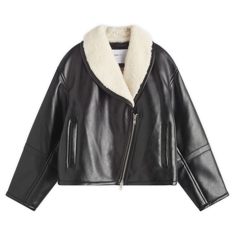 Takit STAND STUDIO Faux Fur Shearling Coat Musta | 66325-9132-89100