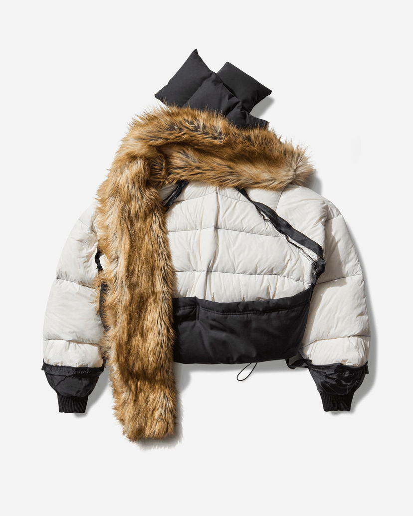 Puffer takki Ottolinger Deconstructed Puffer Jacket with Faux Fur Stole Valkoinen | 10970340901 5