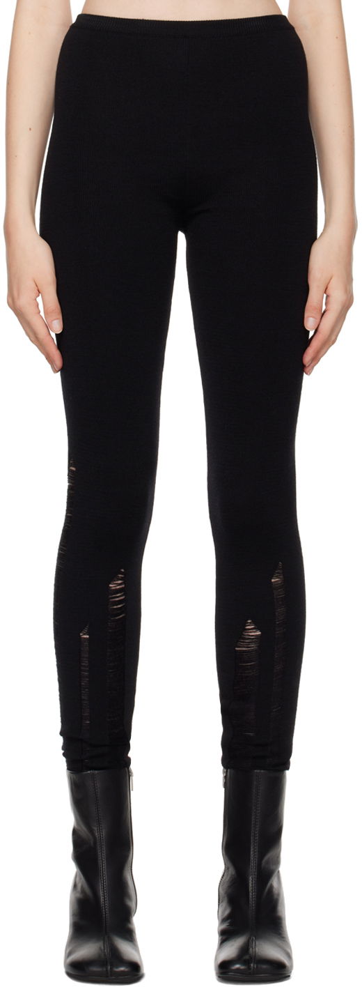 Leggingsit Maison Margiela Compact Distressed Leggings Musta | S62KB0220 M13070