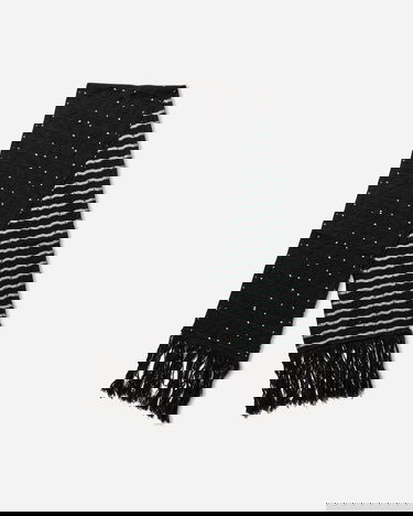 Huivi KIKO KOSTADINOV Tarr Night Sky Textured Patterned Scarf with Fringe Musta | KKAW25KN09 112, 2