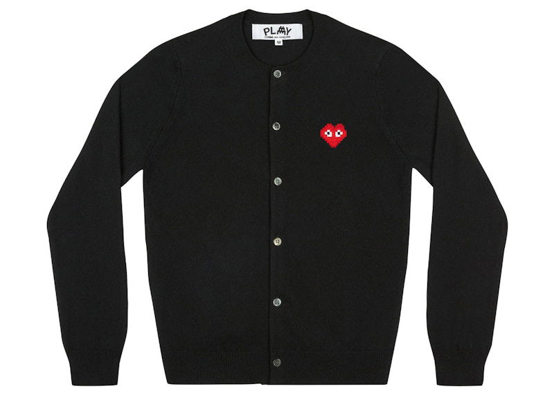 Villapaita Comme des Garçons Play Invader Heart Cardigan Musta | AZ-N083-051
