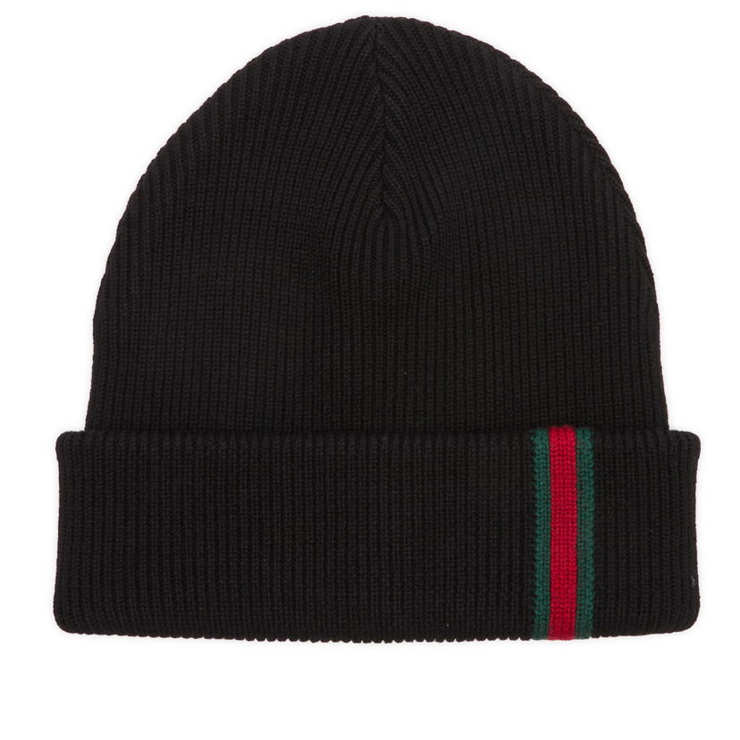 Pipo Gucci Gucci Web Knitted Beanie Musta | 834192-4G200-1000