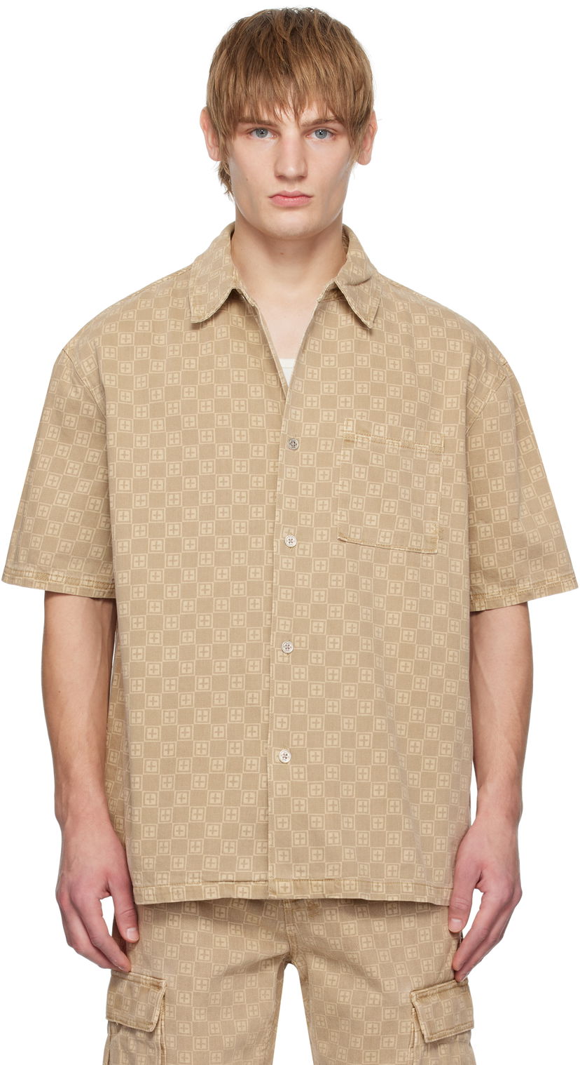 Paita Ksubi Box Denim Shirt Beige | MPS25SH002