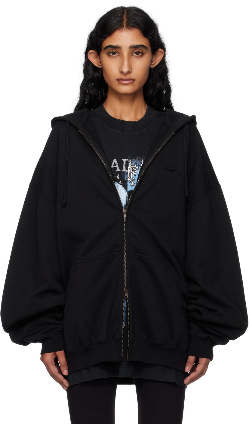 Huppari VETEMENTS Vetements Oversized Zip-Up Hoodie Musta | UH76ZU100B