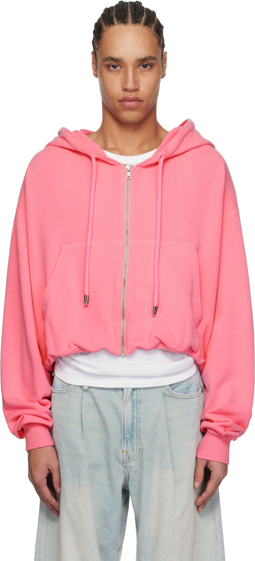 Huppari R13 R13 Balloon Cropped Zip-Up Hoodie Vaaleanpunainen | R13WK216-K001I