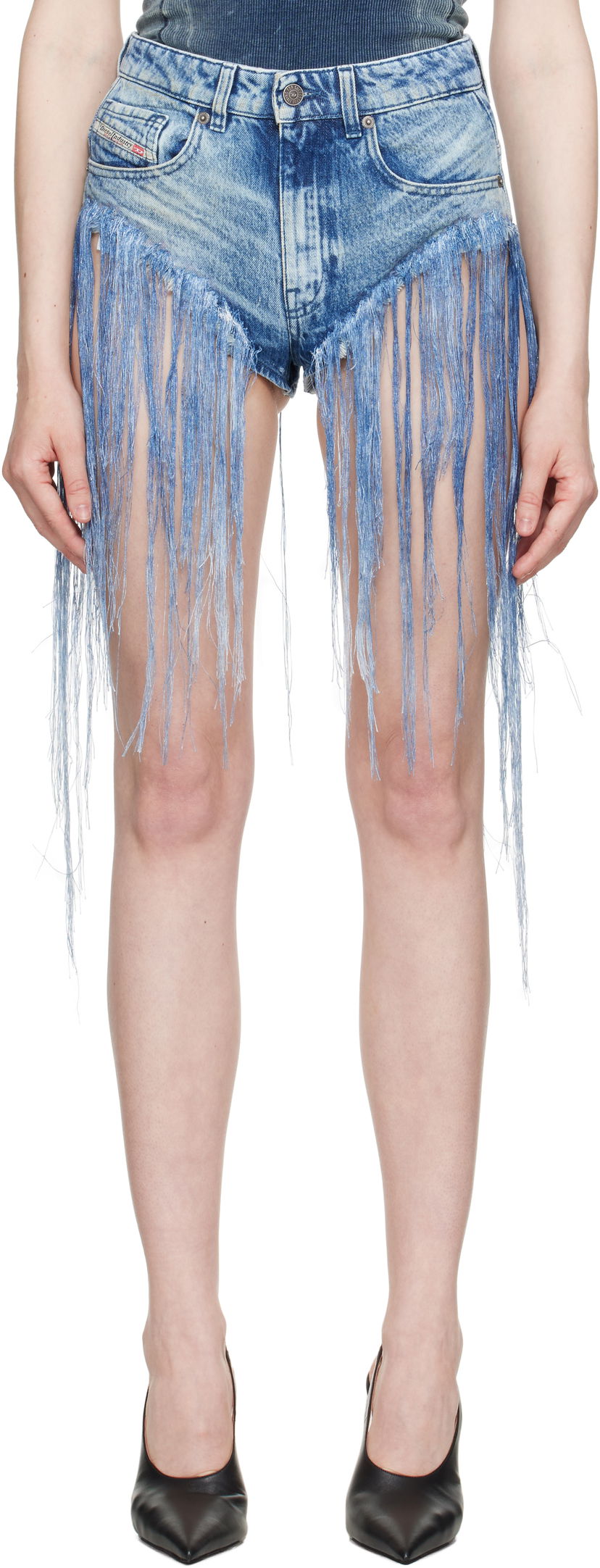 Shortsit Diesel Diesel De-Jizz-Fsg Fringe Denim Shorts Sininen | A18145 0CMBM
