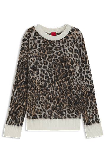 Villapaita BOSS Leopard Jacquard Loose-Fit Knitted Sweater Monivärinen | 50548255