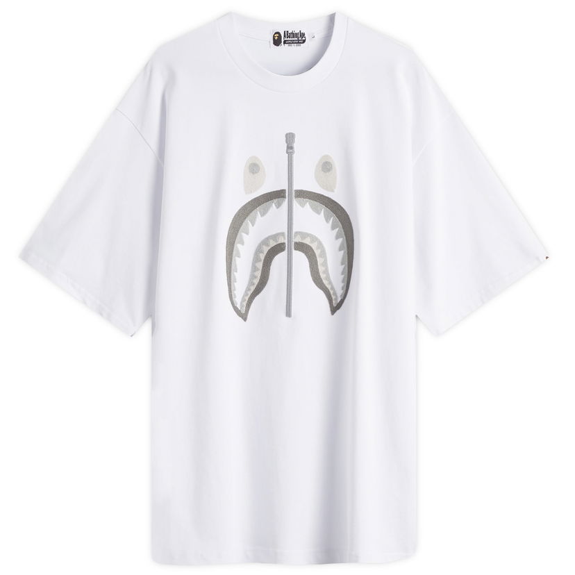 T-paita BAPE A Bathing Ape Chain Stitch Shark Relaxed Fit T-Shirt, Size Large Valkoinen | 001CSL301343M-WHT